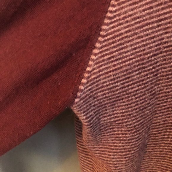 Ted Baker Wool Burgundy Striped Baseball Sweater - Picture 4 of 6